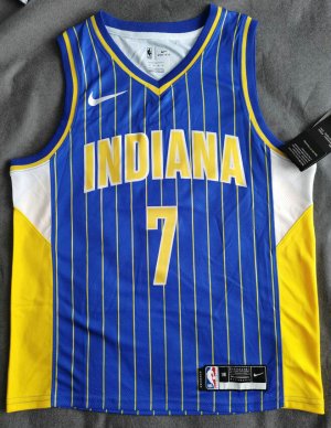 Maillot de Basket #7 Brogdon Indiana Pacers 2020-21 city Bleu Imprimé